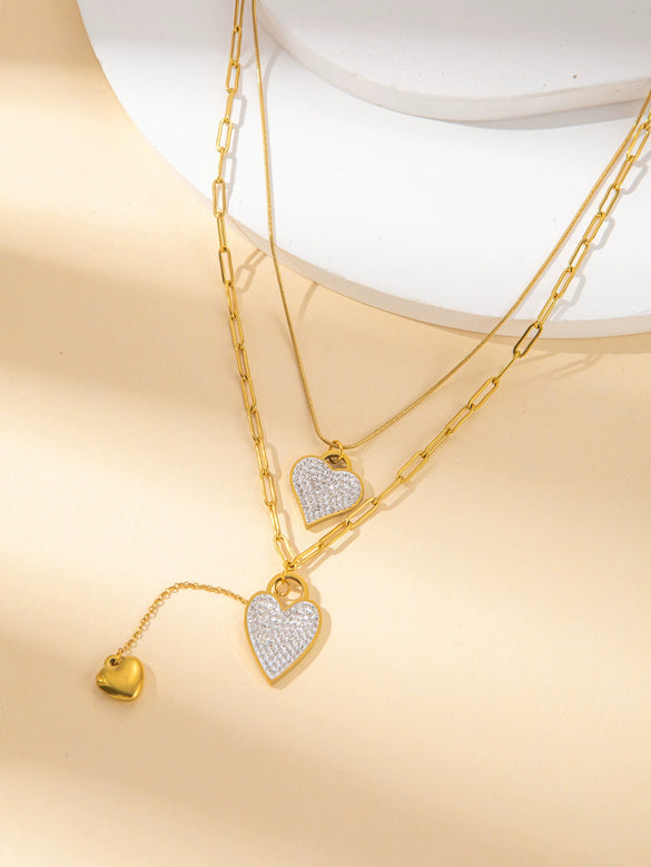 Wholesale Titanium Steel Jewelry Suit With Heart Shaped Pendant And Cross Chain Electroplated For Women Simple Design High End Sense Non Fading
