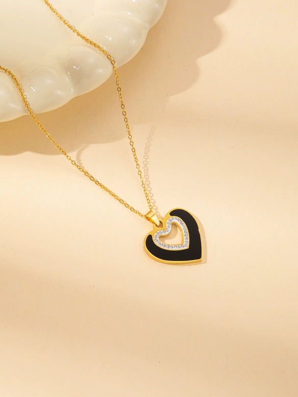 Wholesale Titanium Steel Jewelry Suit With Heart Shaped Pendant And Cross Chain Electroplated For Women Simple Design High End Sense Non Fading