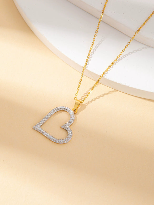 Wholesale Titanium Steel Jewelry Suit With Heart Shaped Pendant And Cross Chain Electroplated For Women Simple Design High End Sense Non Fading