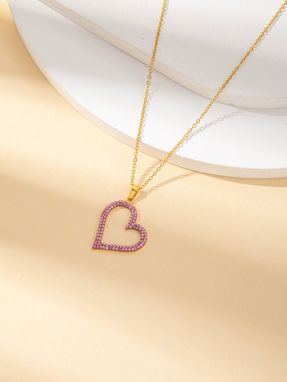 Wholesale Titanium Steel Jewelry Suit With Heart Shaped Pendant And Cross Chain Electroplated For Women Simple Design High End Sense Non Fading