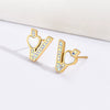 Wholesale Titanium Steel 14K Electroplated Heartshaped Princess Style Women's Earrings With Inlaid Zircon