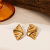 Wholesale Titanium Steel 18K Gold Electroplated Heart Flower Bow Shape Light Luxury Style Earrings For Women