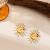 Wholesale Titanium Steel 18K Gold Electroplated Heart Flower Bow Shape Light Luxury Style Earrings For Women