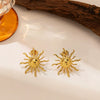 Wholesale Titanium Steel 18K Gold Electroplated Heart Flower Bow Shape Light Luxury Style Earrings For Women