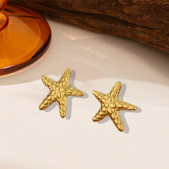 Wholesale Titanium Steel 18K Gold Electroplated Heart Flower Bow Shape Light Luxury Style Earrings For Women
