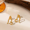 Wholesale Titanium Steel 18K Gold Electroplated Heart Flower Bow Shape Light Luxury Style Earrings For Women