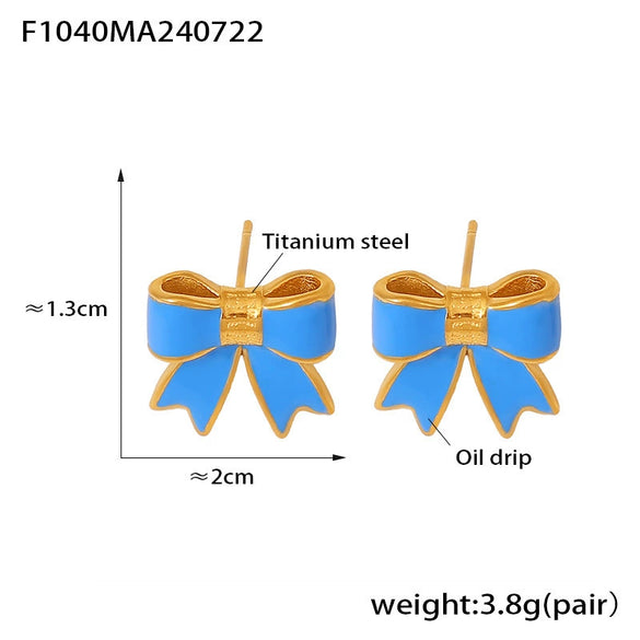 Wholesale 316L Stainless Steel 18K Gold Plated Bow Geometric Niche Style Earrings For Women