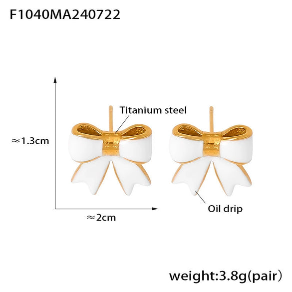 Wholesale 316L Stainless Steel 18K Gold Plated Bow Geometric Niche Style Earrings For Women