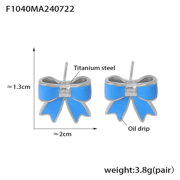 Wholesale 316L Stainless Steel 18K Gold Plated Bow Geometric Niche Style Earrings For Women