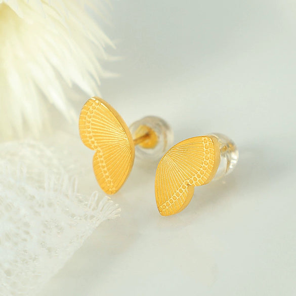 Wholesale 316L Stainless Steel 18K Gold Plated Butterfly Shape Animal Zodiac Style Earrings For Women