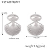 Wholesale 316L Stainless Steel 18K Gold Plated Geometric Stitching Shell Earrings For Women