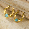 Wholesale Titanium Steel 18K Gold Plated Ushaped Natural Stone Earrings For Women Vintage Style