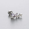 Wholesale Titanium Steel Lady's Ear Nail With Zircon Bow And Heart Shape