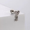 Wholesale Titanium Steel Lady's Ear Nail With Zircon Bow And Heart Shape