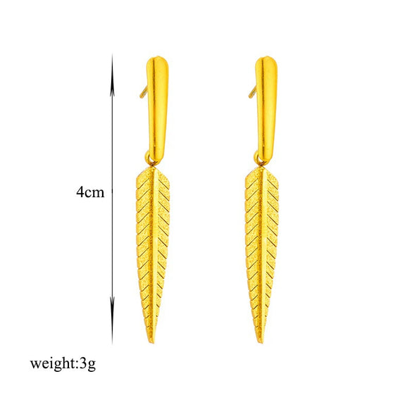 Wholesale Titanium Steel Leaf Earrings With Electroplating For Women