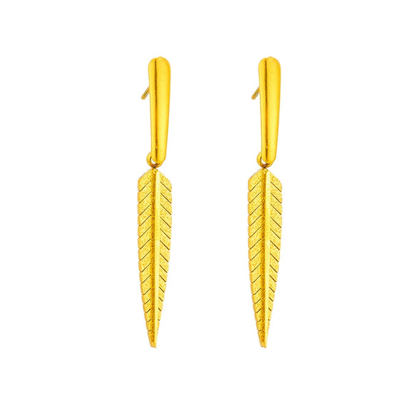 Wholesale Titanium Steel Leaf Earrings With Electroplating For Women