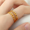 Wholesale 316L Stainless Steel Leafshaped Ring With Electroplating And Trendy Creative Design Jewelry