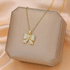 Wholesale Titanium Steel Light Luxury Bow Diamondinspired Women's Necklace With Ochain