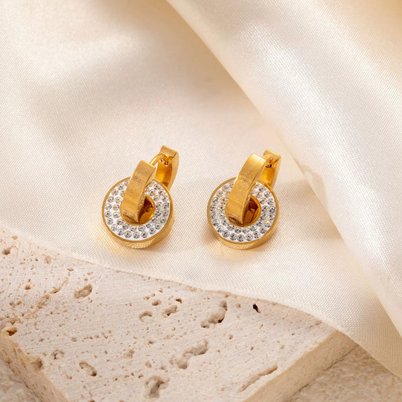 Wholesale Titanium Steel Light Luxury Geometric Hollow Heart Shape Electroplated Women's Earrings
