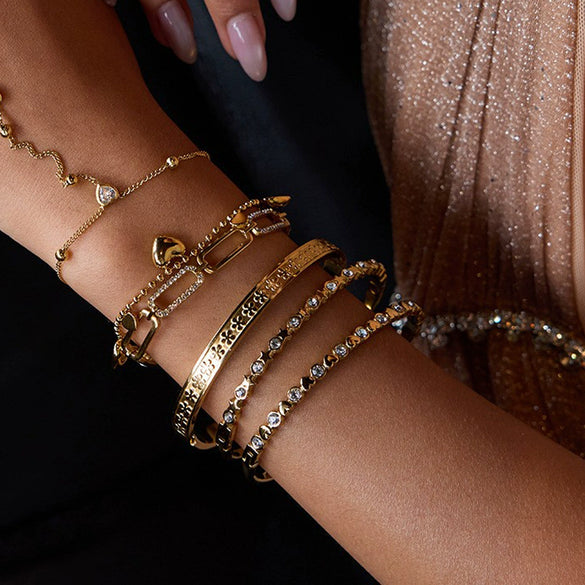 Wholesale Titanium Steel Light Luxury Highend Bracelet With Electroplating And Geometric Design