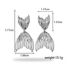 Wholesale Titanium Steel Light Luxury Women's Earrings With Flower Pattern And Double Layer Fish Tail Ginkgo Leaf Design Electroplated