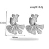 Wholesale Titanium Steel Light Luxury Women's Earrings With Flower Pattern And Double Layer Fish Tail Ginkgo Leaf Design Electroplated