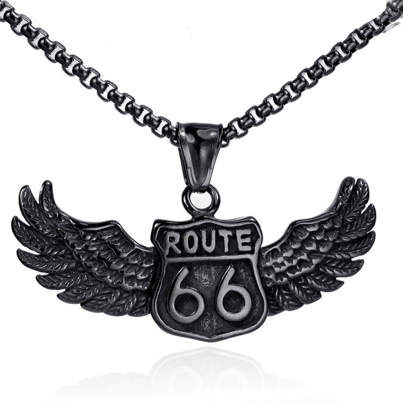 Wholesale Titanium Steel Men's Eagle Pendant Necklace With Geometric Design And Casting Process