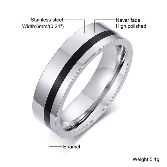 Wholesale Titanium Steel Men's Simple Geometric Inlaid Zircon Ring Jewelry