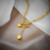 Wholesale Titanium Steel Metal Thick Chain With Oval Tassel Pendant And Heart Shaped Love O Buckle Electroplated Simple Fashion Heavy Industry Unisex Necklace