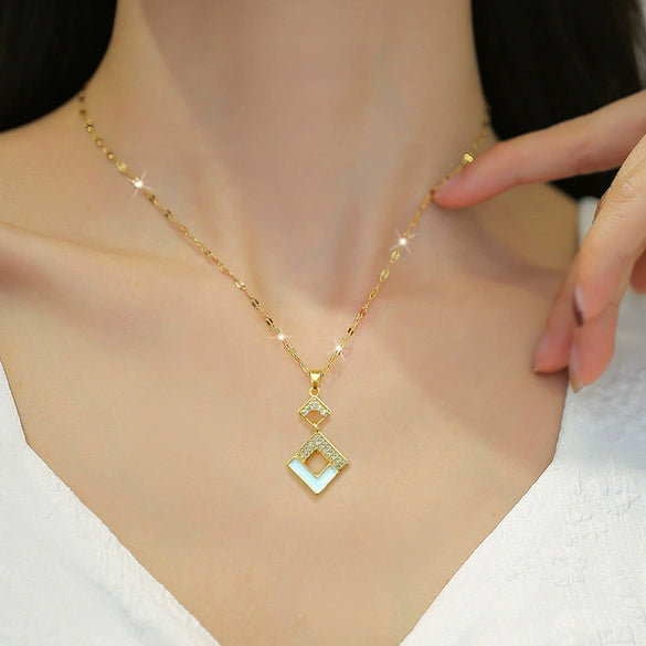 Wholesale Titanium Steel Microinlaid Jewelry Set With Geometric Pattern For Women Electroplated Design