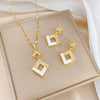 Wholesale Titanium Steel Microinlaid Jewelry Set With Geometric Pattern For Women Electroplated Design