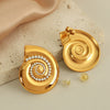 Wholesale 316L Stainless Steel Minimalist Conch White Bead Earrings With Electroplating For Women
