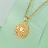 Wholesale Titanium Steel Mixed Gem Inlay Geometric Devil's Eye Embossed Electroplated Women's Clavicle Necklace