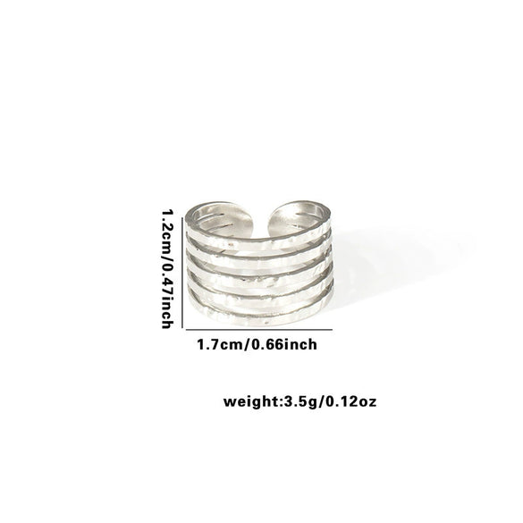 Wholesale Titanium Steel Multi Layer Ring Geometric Lines Disc Design With Letters Numbers Text Electroplated