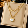 Wholesale Titanium Steel Multi Layer Stacked Clavicle Chain With Butterfly And Geometric Pattern Pendant Electroplated