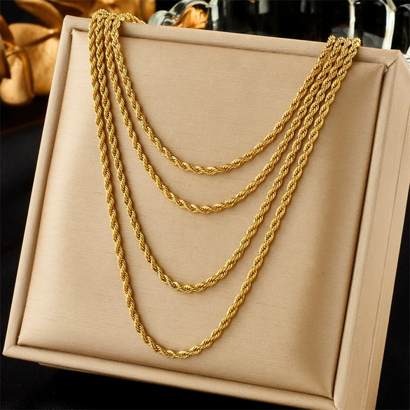 Wholesale Titanium Steel Multi Layer Stacked Clavicle Chain With Butterfly And Geometric Pattern Pendant Electroplated