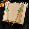 Wholesale Titanium Steel Multi Layer Stacked Clavicle Chain With Butterfly And Geometric Pattern Pendant Electroplated