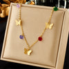 Wholesale Titanium Steel Multi Layer Stacked Clavicle Chain With Butterfly And Geometric Pattern Pendant Electroplated
