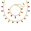 Wholesale Titanium Steel Multicolor Zircon Jewelry Set Electroplated Tassel Necklace And Bracelet For Women