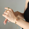 Wholesale Titanium Steel Multicolor Zircon Jewelry Set Electroplated Tassel Necklace And Bracelet For Women