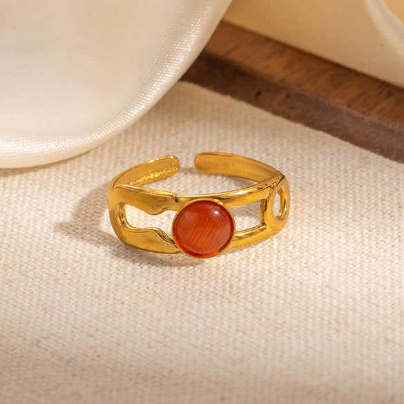 Wholesale Titanium Steel Multilayer Geometric Ring With Electroplating U Shape Design Vintage Style Unisex