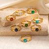 Wholesale Titanium Steel Multilayer Geometric Ring With Electroplating U Shape Design Vintage Style Unisex