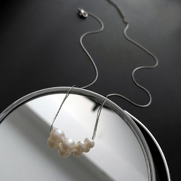 Wholesale Titanium Steel Natural Pearl Necklace Geometric Light Luxury Niche Design For Women