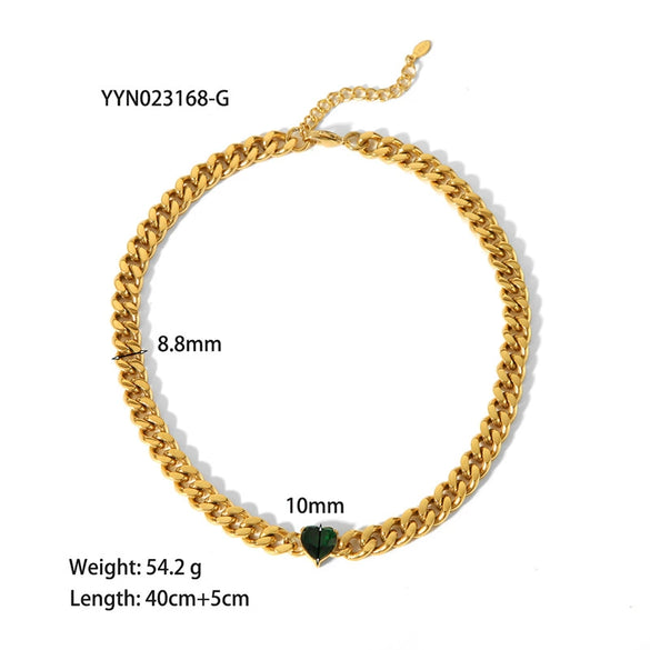 Wholesale Titanium Steel Necklace And Bracelet For Women 18K Goldplated Inlaid With White Stone Heart Drop Shape And Geometric Pattern Snake Bone Chain Inlaid Zircon Treatment