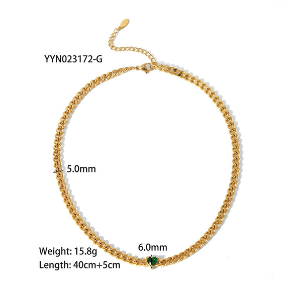 Wholesale Titanium Steel Necklace And Bracelet For Women 18K Goldplated Inlaid With White Stone Heart Drop Shape And Geometric Pattern Snake Bone Chain Inlaid Zircon Treatment