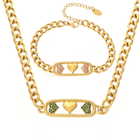 Wholesale Titanium Steel Necklace Bracelet Combination With Star Moon Lightning Pattern Pvd Electroplated Color Preservation Jewelry For Women