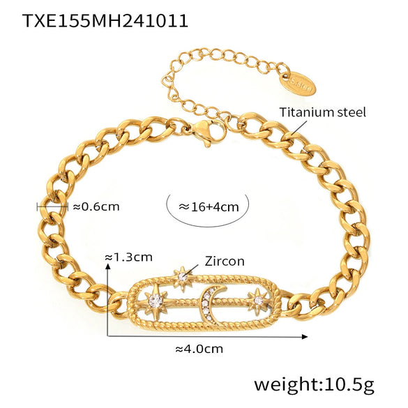Wholesale Titanium Steel Necklace Bracelet Combination With Star Moon Lightning Pattern Pvd Electroplated Color Preservation Jewelry For Women