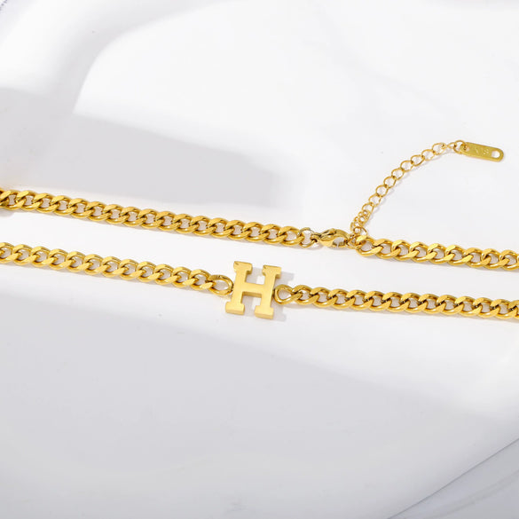 Wholesale Titanium Steel Necklace Hiphop Style H Letter Electroplated Unisex