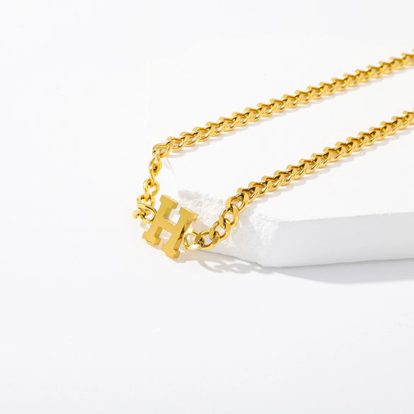 Wholesale Titanium Steel Necklace Hiphop Style H Letter Electroplated Unisex