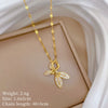 Wholesale Titanium Steel Necklace With Diamond Microinlaid And Leaf Design For Women Light Luxury And Cartoon Style